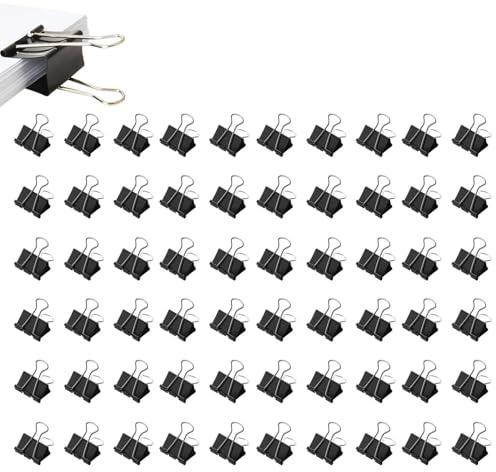 LightBeacon 60 Piezas Clip Plegable, Pinzas para Carpetas 32 mm Negras, Clips Métal Noir, Pinzas Metálicas Plegables para Escuelas, Hogares, Oficinas, Artículos para el Hogar