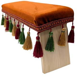 Sherpa Tam - Taburete de Meditación Plegable Rouge| Hecho a Mano con Piel de Antelina | Taburete Yoga Portátil | Madera de Abeto | Diseño Ergonómico
