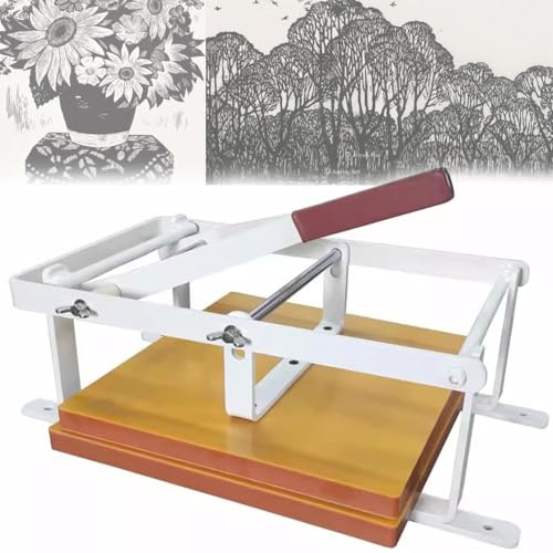Máquina de impresión manual de prensa plana para impresión de bloques de lino, ajuste de altura, ideal para impresión tipográfica, tarjetas y sellos