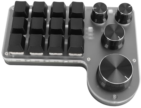 Cuifati Macro Pad Macropad Programmerbar Knappsats Skräddarsydd 12-tangenters Mini Mechanical Gaming Enhandstangentbord, Multifunktionell Macropad Knob Trådlös Mottagare