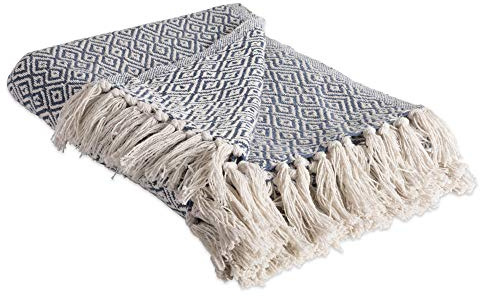 DII - Manta rústica de algodón con Flecos para Silla, sofá, Picnic, Camping, Playa, Uso Diario, 127 x 152 cm, Doble Diamante Mineral