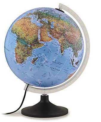 Tecnodidattica Atmosphere Solid B - Mappamondo con doppia cartografia Fisico/Politica, mappamondo classico e accurato in lingua italiana, Diametro 30 cm