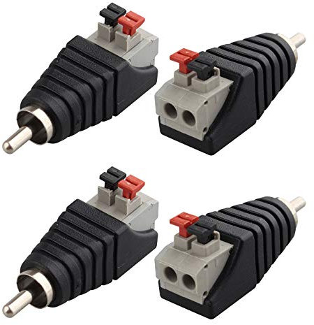 Jopto 4 pezzi Altoparlante spina cinch a AV 2 terminali a vite, adattatore, connettore per CCTV maschio a AV 2 vite femmina