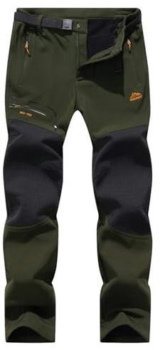 BenBoy Pantaloni Trekking Uomo Invernali Impermeabile Pantaloni da Sci Neve Arrampicata Escursionismo Caldo Pantaloni Softshell Outdoor(Verde Militare,XL)