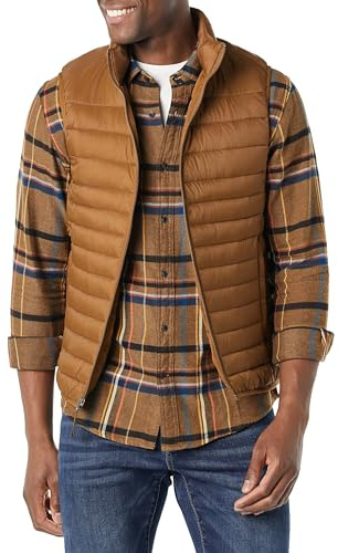 Amazon Essentials Chaleco Acolchado Ligero y Resistente al Agua para Hombre, marrón Claro, Talla XL