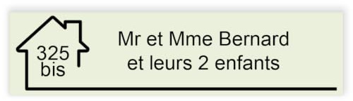 Plaque gravée pour nom et numéro boîte aux lettres autocollante 10x2,5cm personnalisée 1 à 3 lignes Beige