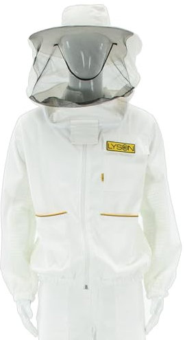 LYSON Imkerjacke Imkerbluse mit Hut Professionelle Imkerbekleidung Imkerbekleidung aus Mesh und Baumwolle Imkerjacke mit Reißverschluss Schutzjacke Imkerei Bienen Weiß Größe XXXXL