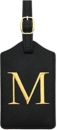 Luggage Tag PU Leather for Suitcase Baggage Handbag Travel Bag Label Suitcase Tag Label Tag w. Name Card & Privacy Cover (M)