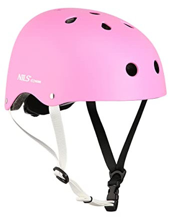NILS Casco da skater, per bambini, adulti, ventilato, regolabile, per bicicletta, BMX, skateboard, scooter (rosa, M)