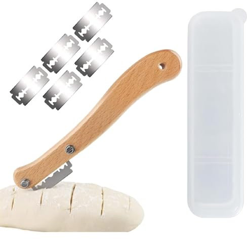 Kiuiom Taglierino Per Pane,Coltello Per Segnare,Lama Pane Coltello,Coltello Per Impasto Con 5 Lame Sostituibili In Acciaio Inossidabile Lama Pane Per Cuocere Intagliare Modelli Di Pane Crudo