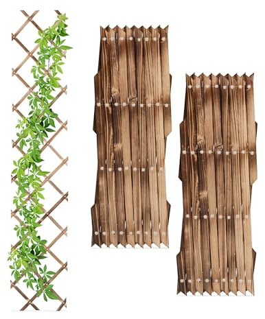 Relaxdays Grigliato in Legno per Rampicanti Allungabile 180x30 cm, Set 3 Tralicci Piante da Giardino e Balcone, Fiammato