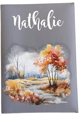 Porte ordonnance motif fleurs paysage automnal pour ranger ordonnance, carte vitale, carte mutuelle, rangement dossier médical ref C1023 (gris)