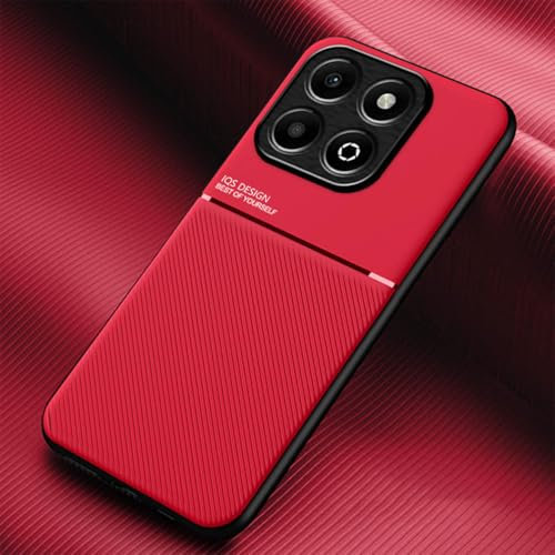 YUECXIN Hülle für Honor X6b 4G, Schlicht Klassisch Textur Seidig Berühren Handyhülle, Ultra Dünn Weich Stoßfest rutschfest TPU Silikon Bumper Schutzhülle. Rot