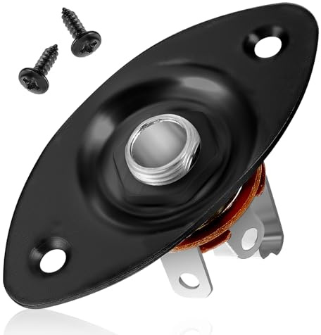Guitar 1/4 Jack Plug Oval Guitar Jack 6.35mm Guitar Jack Plate Output Input Plug Socket for Mono Electric Guitar Black