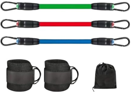 KiwiPower Bandas de resistencia para el tobillo, juego de 5 unidades, para entrenamiento de piernas y glúteos, bandas de fitness para mujeres y hombres, ideal para kickbacks, ejercicios de glúteos y