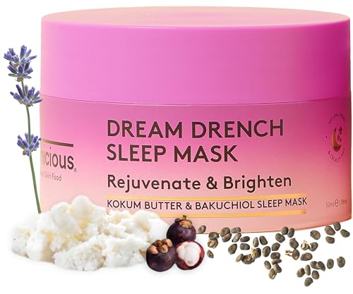 Delhicious Dream Drench Sleep Mask - Hydrating Overnight Face Mask with Kokum Butter & Bakuchiol - Soothing & Brightening - Natural, Vegan, Ayurveda-Inspired Skincare - 50ml