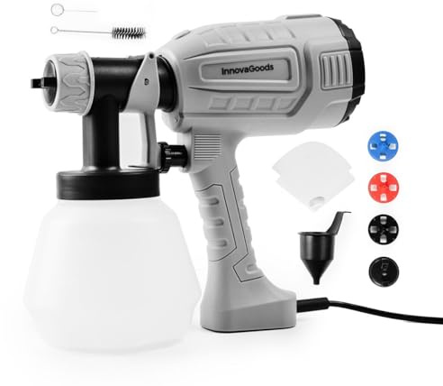 InnovaGoods® Pistola Pintura 500W, Pistola Pintura electrica Capacidad de 1L, pulverizador de Pintura de 800 ml/min, Pistolas Pintura con Intensidad Regulable, Pistola para Pintar Paredes y techos