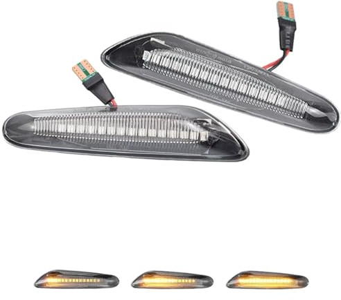 TitanAuto 2X Piloto Intermitente Lateral LED Dinámico Secuencial Cristal Compatible For BMW E46 E60 E61 E90 E91 E81 E87 E82 E88 E83 E84 E92 E93 X3 X1 - Luz Direccional con Efecto Flujo