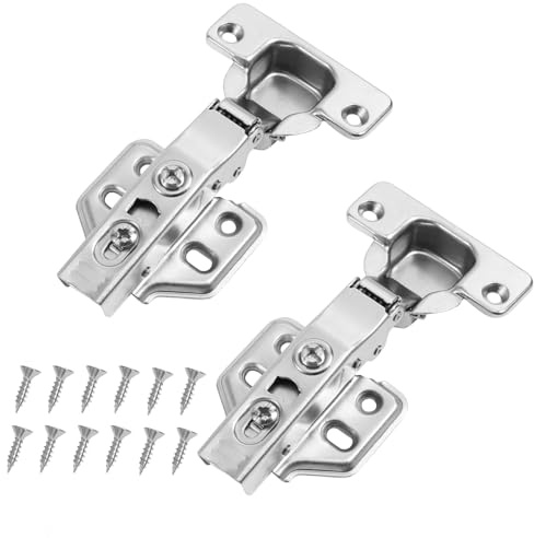 Oderra Charnière Invisible Porte Placard 105° - 2PC Charnières à Recouvrement Total avec Amortisseur Intégré, Fermeture Automatique pour Meuble de Cuisine, Armoire (Blanc)