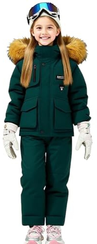 Combinaison de Ski Enfant Manteau et Salopettes Pantalons Epaisse Imperméable Coup Vent pour Fille Garçon Vêtements de Neige Tenue de Ski Imperméable Combinaisons de Neige pour 1-6 ans Cadeau Noel