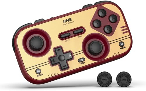 IINE Retro Pocket Game Controller, Wireless Gamepad for Switch/Steam Deck/PC/iOS/Android | Mini Portable Controller with Hall Joystick, 1000Hz Response Rate, Customizable Buttons, 600mAh Battery