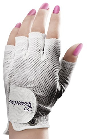 Powerbilt Ladies Countess Half Finger Golf Glove, White, Large