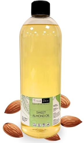 Freshskin Sweet Almond Oil 100ml - Pure Natural Vegan Carrier Oil | 100% pure, cruelty-free, non-GMO formula ideal for skin, hair, massage, nails, cuticles, face, body, and aromatherapy use.