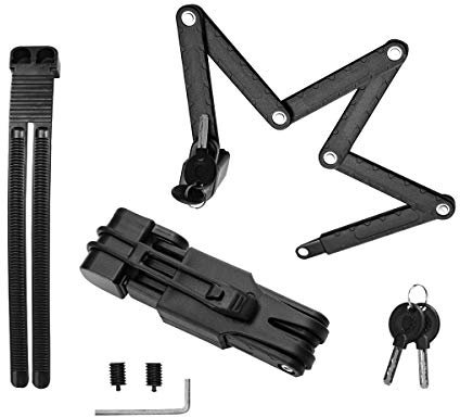 Surplex Sicheres Faltschloss mit Halterung Fahrradschloss Schlüssel Lang, Hochsicherheits-Diebstahlschutz aus festem Stahl, Faltbares Fahrradschloss für E-Bike, Fahrrad, Motorrad & Mountainbike