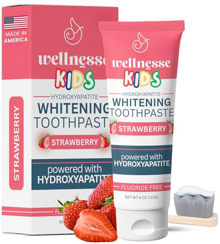 Wellnesse Children's Toothpaste - Strawberry - 1 Tube 4oz - Fluoride Free - Sulfate Free - Non-GMO