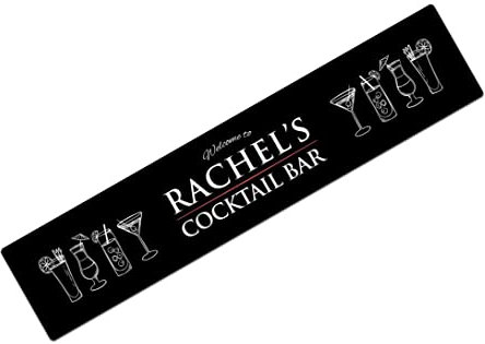 Artylicious Alfombrilla de bar personalizada pequeña – Gafas de cóctel impresas Home Bar Mat