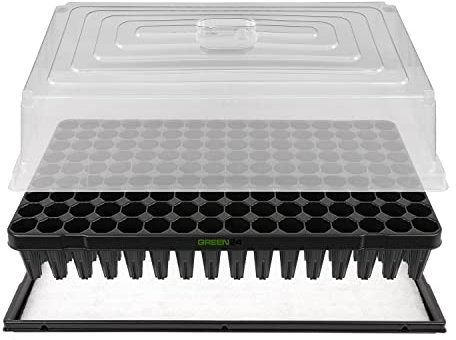 GREEN24 Hydroponik 12144H XXL Profi Zimmergewächshaus hoch mit 144 hohen Töpfen, automatischer Bewässerung für die Anzucht mit Kapillarsystem als Treibhaus Gewächshaus (144HXXL)