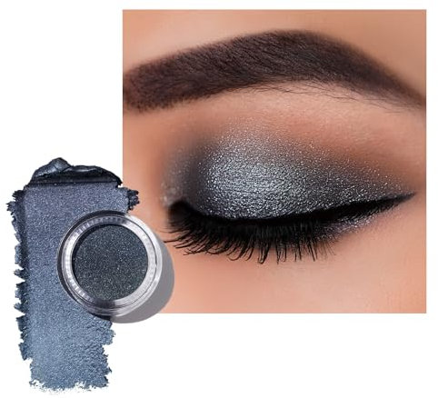 Oulac Sombras de Ojos Gris | Altamente Pigmentada | Resistente al Agua y de Larga Duración | Maquillaje de Ojos con Brillo Metálico | Vegano y Libre de Crueldad | 06g (06) Total Eclipse
