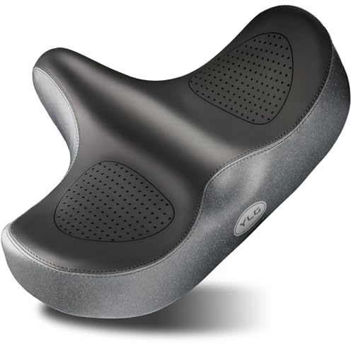 YLG Oversize Bike Seat Cushion for Men Women - Wide Memory Foam Bicycle Saddle Compatible with Peloton Bikes, City, Electric, Stationary Bicycles, Waterproof Bicycle Seat