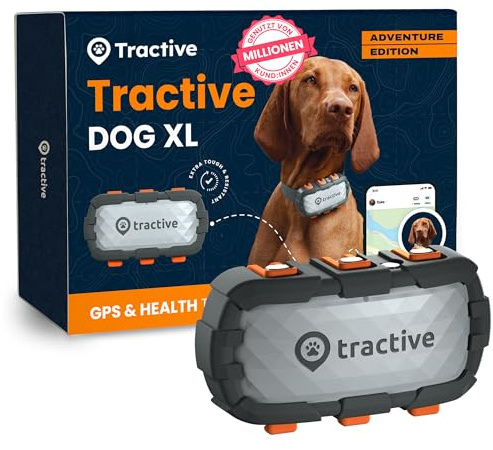 Tractive GPS Tracker Hund - XL Adventure | Bissfestes Glasfasergehäuse | Bis zu 1 Monat Akku | Marktführer | Weltweite Live-Ortung | Weglaufalarm | Aktivitätstracking & Gesundheitswarnungen