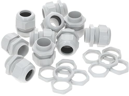 10 stycken Kalitec M16 kabelskruvanslutning plast 3,5–10,0 mm I M16 motmutter plast ljusgrå I vattentät kabelgenomföring I kabelskruvsats M16