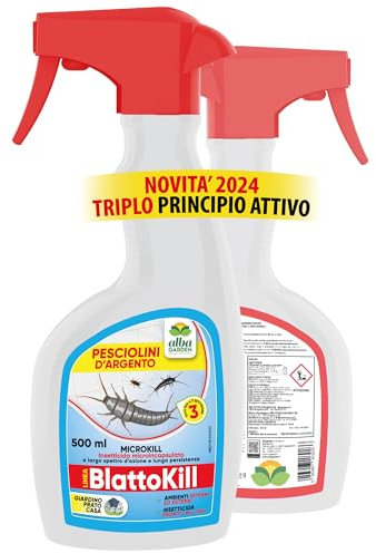 Albagarden - Insetticida Pesciolini D'argento - Rapida Azione Contro Tutti Gli Insetti Come Scarafaggi, Formiche, Zanzare, Mosche, Pulci, Zecche - Per Interno Ed Esterno - Spray x 500 ml