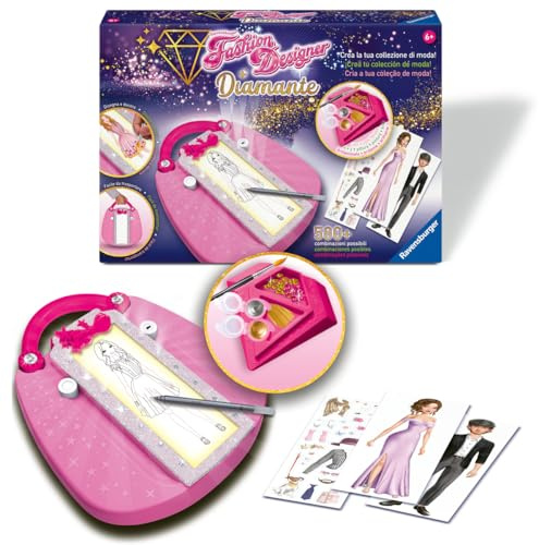 Ravensburger - Fashion Designer Diamant, Créez Votre Propre Collection de Mode, Jeu créatif pour Dessiner, Enfants 6 Ans