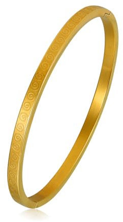 MILAKOO Damen Edelstahl Armreif 4mm Breite Dünn Oval Bangle Frauen Stapelbar Manschette Armband Freundschaft Armbänder für Party Hochzeit Geburtstag Gold