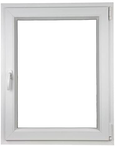 ALUCON Fenster 400x1000 mm – Kunststofffenster 40x100 cm – Flügelfenster Innen Weiß/Außen Weiß – DIN Rechts