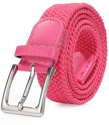 Bella Accessori Cinturón elástico trenzado para hombre y mujer cinturón de tela Correa elástica trenzada con hebilla de aleación de zinc Causal Unisex, fucsia, 105cm Larghezza 3.5cm