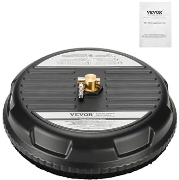 VEVOR 385 mm Hochdruckreiniger-Oberflächenreiniger, Flächenreiniger-Aufsatz aus Kunststoff auf Rädern, 206 Bar max. 0,635 cm Anschlussstück, 2 Sprühdüsen für Beton, Gehweg, schwarz