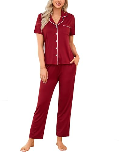LUSLOVE Women's Pyjama Sets Sleepwear - Soft Pjs Loungewear Nightwear with Pockets