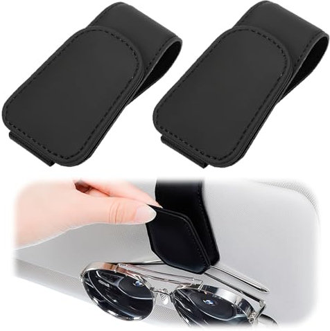 CJMUQHEHH 2 Soporte Gafas Coche PU, Porta Gafas Magnético para Coche, Porta Gafas para Coche Universal para Parasol, Accesorios para Coche, ideal para Gafas, Tarjetas y Tickets