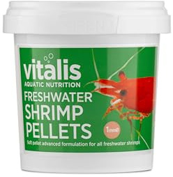 Vitalis Freshwater Shrimp Pellets 1mm 70g (2.47oz) Complete Daily Diet for Freshwater Shrimp - Enhances Color, Health & Natural Foraging Behavior