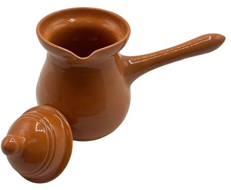 Cialdiera in terracotta smaltata con beccuccio e coperchio – Brocca tradizionale da fuoco per scaldare latte, caffè o infusi in modo autentico e naturale
