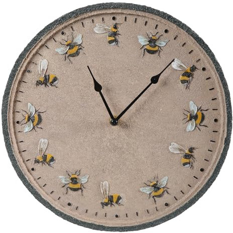 TSMORY Orologio da giardino impermeabile da 30,5 cm, orologio decorativo da parete con api orologio da esterno per soggiorni, ufficio, bagno, cucina