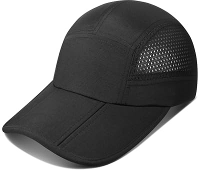 GADIEMKENSD Gorra de béisbol con Visera Larga para Hombre y Mujer, Visera Plegable y Malla Transpirable, Gorra UV de Verano para Deportes al Aire Libre, compacta, para Golf, Tenis, Senderismo, Negro