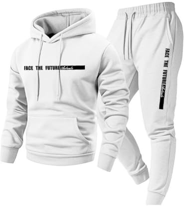Generisch Herr Vector Kostüm Trainingsanzug Übergröße Jogging Anzug Set Herren Übergangszeit Sweatshirt Hoody Damen mit Kapuze Oberteil Jacken Nofs Trainingsanzüge Kurzgrößen Weiß L
