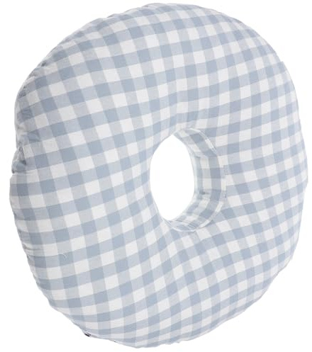 GAROZATION Almohada con Orificio Oreja Almohadilla Protectora Oídos Cómoda Almohada para Dormir de Lado Tamaño Adulto Diseño Transpirable Azul con Cuadro Adecuado para Personas Mayores