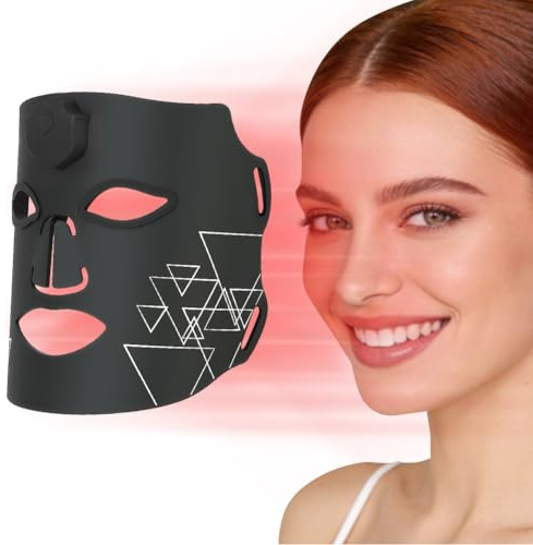 Vicloon Maschera a LED per Terapia Della Luce Rossa, 7 LED Colorati per Il trattamento Dell'acne, Ringiovanimento e Anti-invecchiamento, 60 Perle LED, Terapia con Luce Rossa e Blu per Il Viso